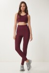 Toparlayıcı Örme Spor Tayt BORDO LVX0006