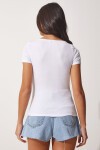 V Yaka Örme T-Shirt BEYAZ LHJ0003
