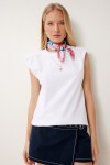 Vatkalı Pamuklu Örme T-shirt BEYAZ LUB0109