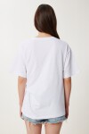 Yandan Bağlama Detaylı Pamuklu T-shirt BEYAZ LUB0110