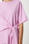 Yandan Bağlama Detaylı Pamuklu T-shirt PEMBE LUB0110