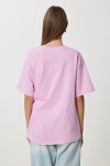 Yandan Bağlama Detaylı Pamuklu T-shirt PEMBE LUB0110