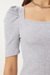 2li Paket Kare Yaka Fitilli Crop Bluz GRİ MELANJ GÖK MAVİ LGT0028