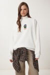 Ayıcık Armalı Şardonlu Örme Sweatshirt EKRU LTQ0001