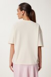 Baskılı Pamuklu Örme T-shirt KREM LUS0142
