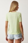 Bisiklet Yaka Basic Örme T-shirt AÇIK YEŞİL LUB0021