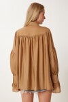 Büzgülü Poplin Gömlek CAMEL LFN0097