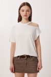Cut Out Detaylı Viskon Bluz 1804 EKRU LRN0004