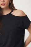 Cut Out Detaylı Viskon Bluz 1804 SİYAH LRN0004