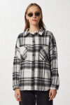 Desenli Oversize Kaşe Oduncu Gömlek SİYAH BEYAZ LTU0001