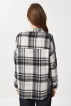 Desenli Oversize Kaşe Oduncu Gömlek SİYAH BEYAZ LTU0001