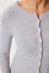 Düğmeli Basic Fitili Örme Hırka GRİ MELANJ LRN0001