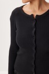 Düğmeli Basic Fitili Örme Hırka SİYAH LRN0001