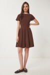 Godeli Mini Dokuma Elbise KAHVERENGİ LUB0084