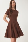 Godeli Mini Dokuma Elbise KAHVERENGİ LUB0084
