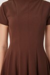 Godeli Mini Dokuma Elbise KAHVERENGİ LUB0084