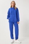 Kapüşonlu Sweatshirt Jogger Oversize Örme Eşofman Takımı MAVİ LPYS003
