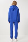 Kapüşonlu Sweatshirt Jogger Oversize Örme Eşofman Takımı MAVİ LPYS003