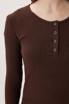 Katmanlı Çıtçıtlı Fitilli Örme Bluz KAHVERENGİ LRN0030