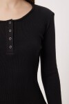 Katmanlı Çıtçıtlı Fitilli Örme Bluz SİYAH LRN0030