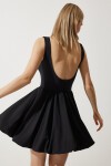 Kolsuz Poplin Balon Elbise SİYAH LUB0019