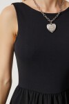 Kolsuz Poplin Balon Elbise SİYAH LUB0019