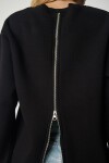 Arkası Fermuarlı Şardonlu Örme Sweatshirt SİYAH LUB0062