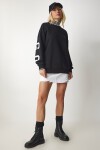 Baskılı Oversize Sweatshirt SİYAH LHF0019