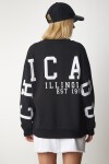 Baskılı Oversize Sweatshirt SİYAH LHF0019