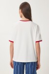 Baskılı Pamuklu Örme T-shirt EKRU KIRMIZI LNS0042