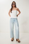 Büzgülü Straplez Örme Bluz KEMİK LNS0037