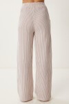 Çizgili Müslin Palazzo Pantolon BORDO KEMİK LSA0010