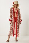 Desenli Şifon Kimono KİREMİT KEMİK LFG0002