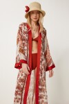 Desenli Şifon Kimono KİREMİT KEMİK LFG0002