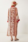 Desenli Şifon Kimono KİREMİT KEMİK LFG0002