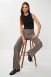 Dikişli Straight Poliviskon Pantolon VİZON LGP0023