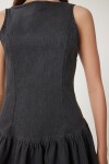 Fırfırlı Mini Denim Elbise ANTRASİT LHC0011