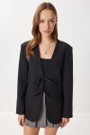 Fiyonk Detaylı Vatkalı Blazer Ceket SİYAH LXA0016