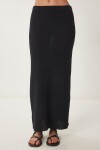 Fiyonklu Yazlık Triko Crop Etek Takım SİYAH LNS0036