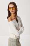 Geniş Yaka Yumoş Bluz KEMİK LUB0286