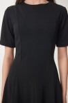 Godeli Midi Dokuma Elbise SİYAH LUB0091
