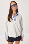Gömlek Yaka Modal Sweatshirt KEMİK LXA0018