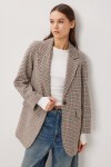 Kareli Vatkalı Düz Blazer Ceket KEMİK SİYAH LXA0019