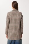 Kareli Vatkalı Düz Blazer Ceket KEMİK SİYAH LXA0019