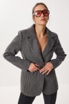 Kemerli Çizgili Kaşe Blazer Ceket ANTRASİT LFN0144