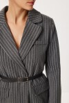 Kemerli Çizgili Kaşe Blazer Ceket ANTRASİT LFN0144