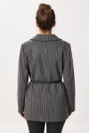 Kemerli Çizgili Kaşe Blazer Ceket ANTRASİT LFN0144