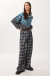 Kemerli Kareli Poliviskon Pantolon LACİVERT LRG0049