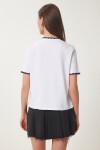 Kontrast Şertili Örme T-shirt BEYAZ LTP0013