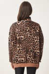 Leopar Desenli Dik Yaka Şardonlu Sweatshirt BİSKÜVİ SİYAH LDP0025